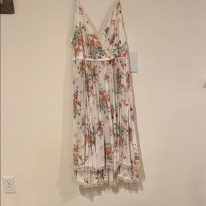 White floral challis midi skater dress